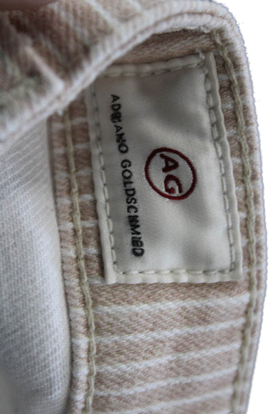 AG Adriano Goldschmied Womens Cropped Ankle Striped Beige Pants Size 27