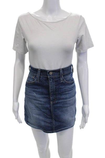 AG Adriano Goldschmied Womens Mini Pencil Skirt Dark Blue Size 27