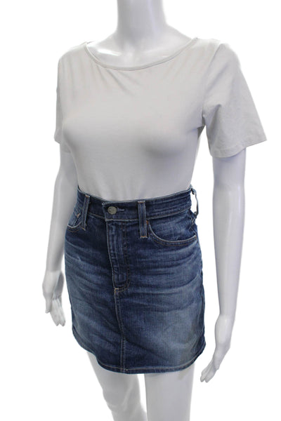 AG Adriano Goldschmied Womens Mini Pencil Skirt Dark Blue Size 27