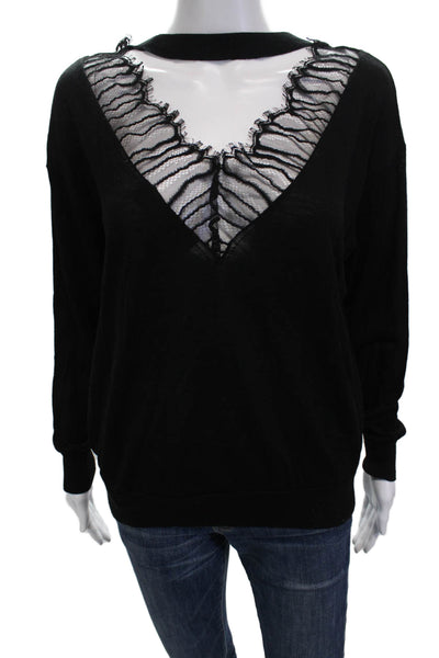 IRO Unisex Black 60% Merino 40% Tencel V Neck Pullover Size S