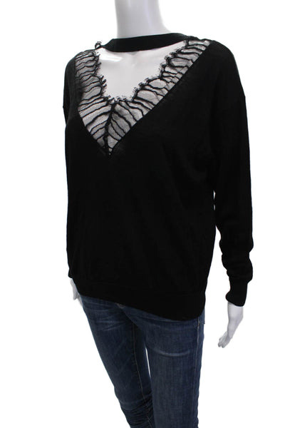IRO Unisex Black 60% Merino 40% Tencel V Neck Pullover Size S