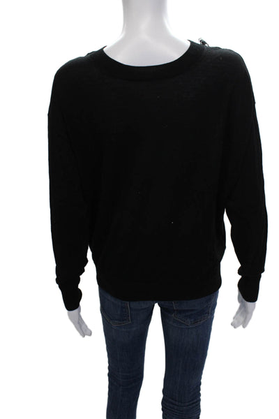 IRO Unisex Black 60% Merino 40% Tencel V Neck Pullover Size S