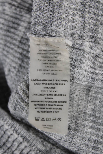 Margaret OLeary Womens Gray Striped V-Neck Cotton Pullover Sweater Size S