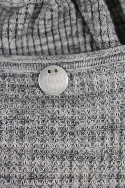Margaret OLeary Womens Gray Striped V-Neck Cotton Pullover Sweater Size S