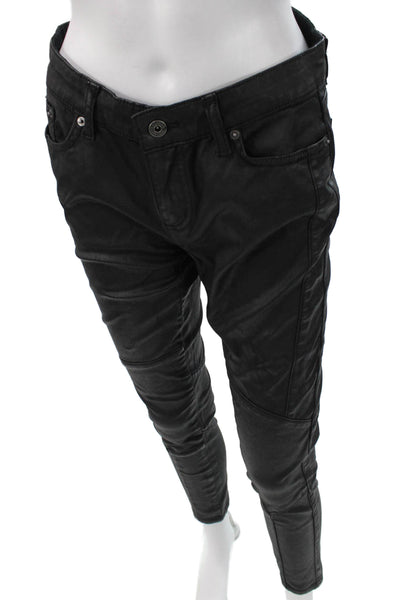 Lauren Ralph Lauren Womens Ankle Jegging Pants Black Biker Low Rise Size 4