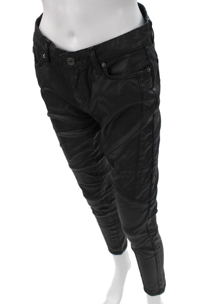 Lauren Ralph Lauren Womens Ankle Jegging Pants Black Biker Low Rise Size 4