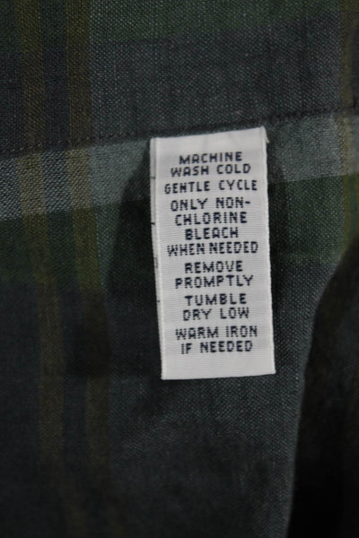 Polo Ralph Lauren Mens Cotton Plaid Print Button Down Shirt Gray Size S