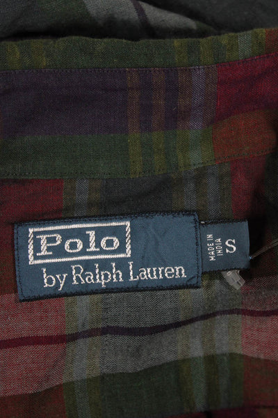 Polo Ralph Lauren Mens Cotton Plaid Print Button Down Shirt Gray Size S