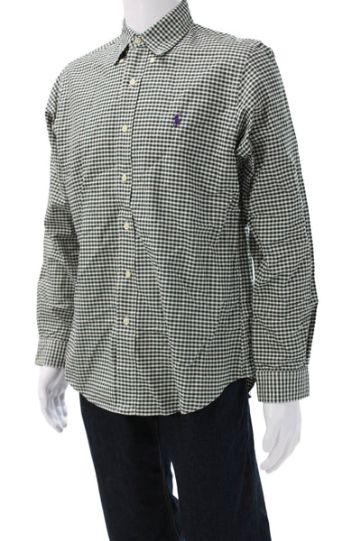 Ralph Lauren Mens Cotton Collared Plaid Button Down Shirt Green Size M