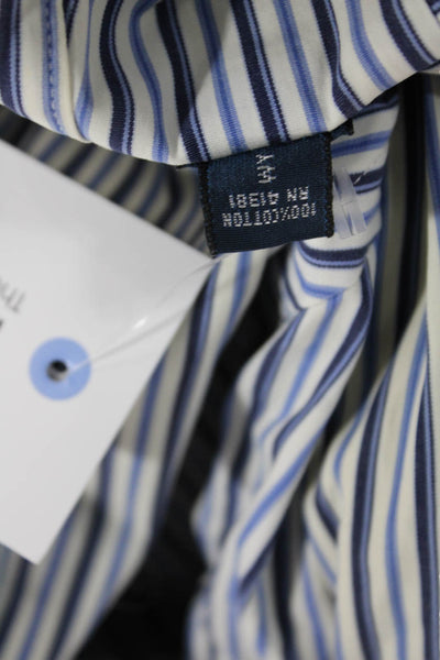 Ralph Lauren Mens Cotton Striped Print Button Down Shirt Blue Size S