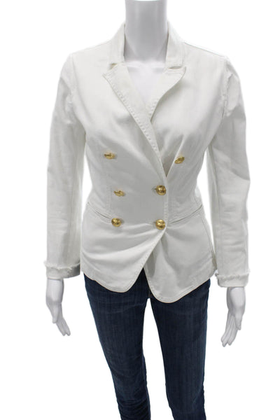 Pinko Women White Collared Button Blazer Long Sleeve Cotton Blend Size 4