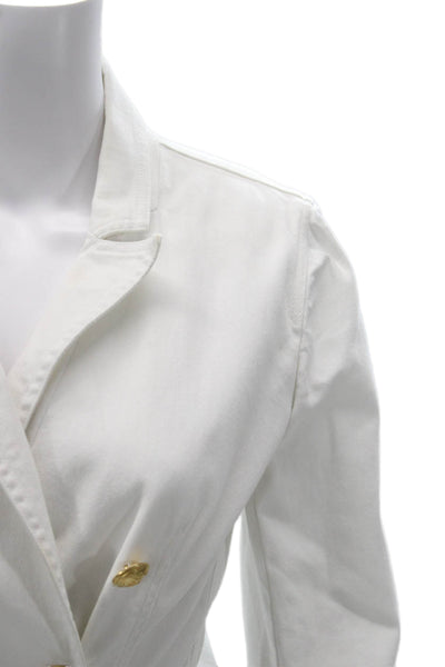 Pinko Women White Collared Button Blazer Long Sleeve Cotton Blend Size 4