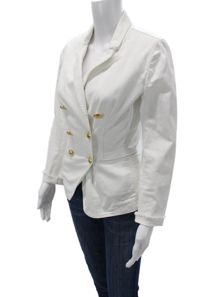 Pinko Women White Collared Button Blazer Long Sleeve Cotton Blend Size 4