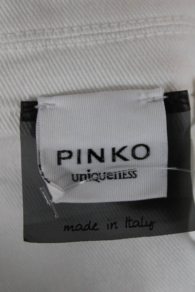 Pinko Women White Collared Button Blazer Long Sleeve Cotton Blend Size 4