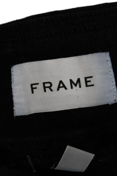 Frame Women 90s Black Solid Cotton Blend Pants Size 0