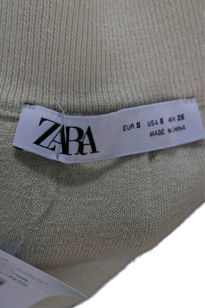 Zara Women Solid Beige Tulip Midi Skirt Size S