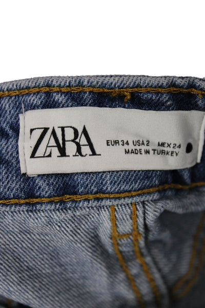 Zara Unisex Blue Button 100% Cotton 90s Spring Shorts Size 2