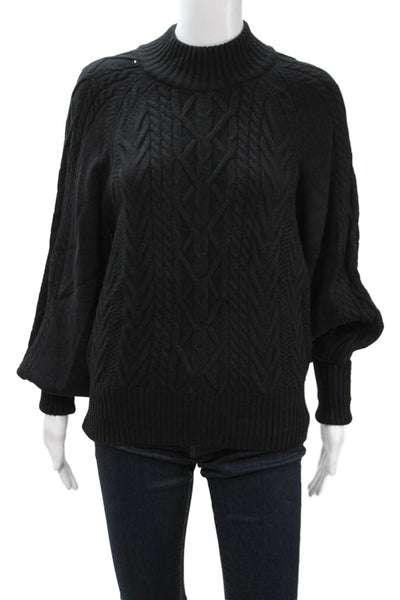 Do+Be Womens Pullover Sweater Black Mock Neck Long Sleeve Size S