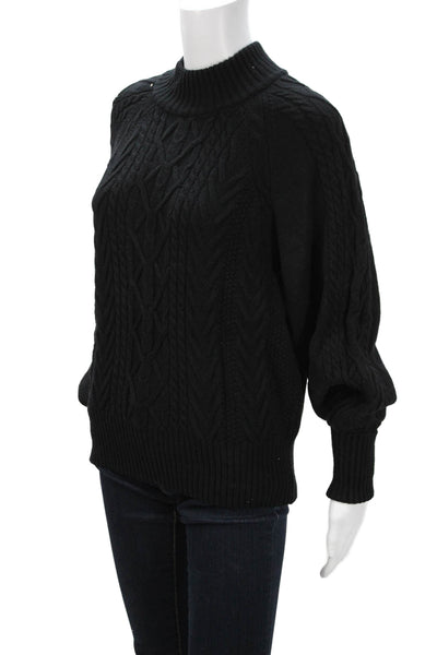 Do+Be Womens Pullover Sweater Black Mock Neck Long Sleeve Size S