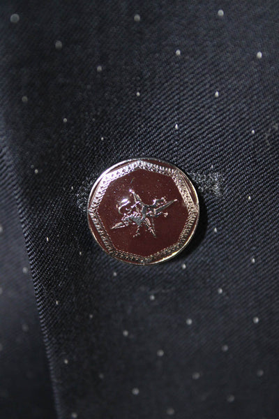 The Kooples Mens Dark Blue 2 Piece Wool Polka Dot Suit Button Collar Size 50