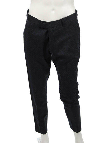 The Kooples Mens Dark Blue 2 Piece Wool Polka Dot Suit Button Collar Size 50