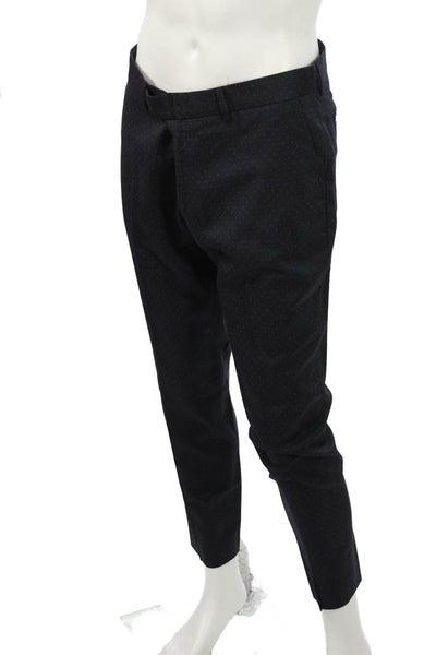 The Kooples Mens Dark Blue 2 Piece Wool Polka Dot Suit Button Collar Size 50