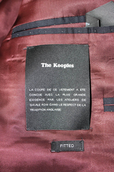 The Kooples Mens Dark Blue 2 Piece Wool Polka Dot Suit Button Collar Size 50