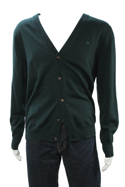 Scotch & Soda Mens Cardigan Sweater Green V Neck Button Merino Wool Size XL