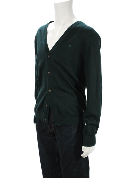 Scotch & Soda Mens Cardigan Sweater Green V Neck Button Merino Wool Size XL