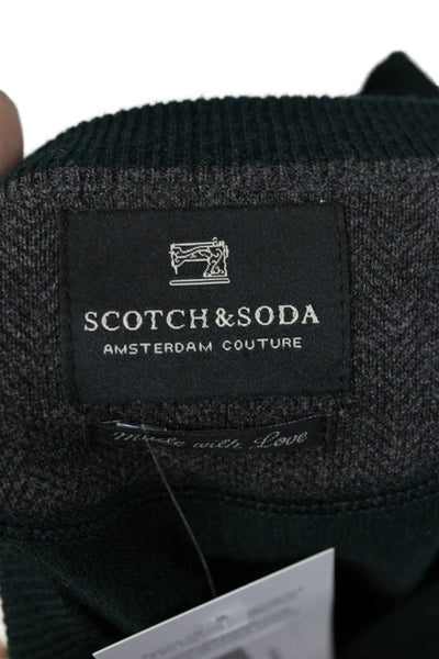 Scotch & Soda Mens Cardigan Sweater Green V Neck Button Merino Wool Size XL