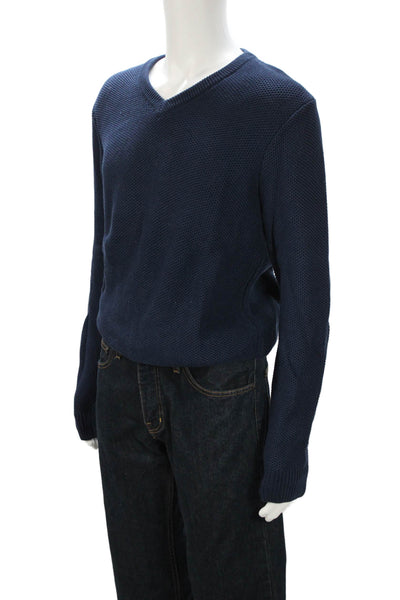 Michael Kors Men Pullover V-Neck Merino Wool Sweater Dark Blue Size L