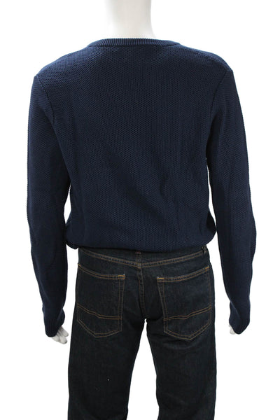 Michael Kors Men Pullover V-Neck Merino Wool Sweater Dark Blue Size L