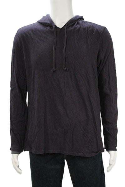 Vince Mens Pullover Hoodie Dark Gray Pima Cotton Drawstring Long Sleeve Size L