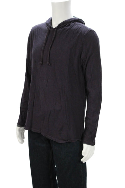 Vince Mens Pullover Hoodie Dark Gray Pima Cotton Drawstring Long Sleeve Size L