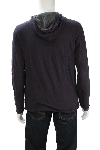 Vince Mens Pullover Hoodie Dark Gray Pima Cotton Drawstring Long Sleeve Size L