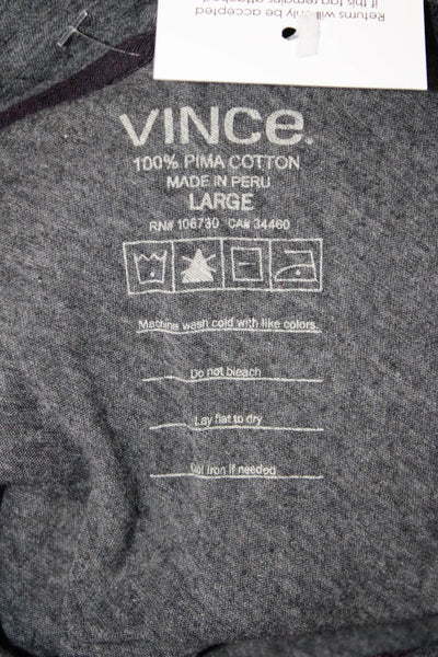Vince Mens Pullover Hoodie Dark Gray Pima Cotton Drawstring Long Sleeve Size L