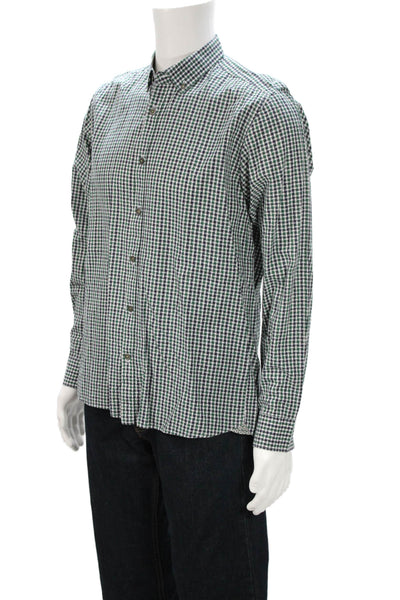 Ted Baker London Mens Button Front Collared Plaid Shirt Navy Green Size 4
