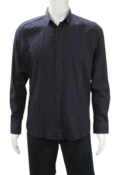 Ted Baker London Mens Button Front Collared Long Sleeve Shirt Navy Size 4