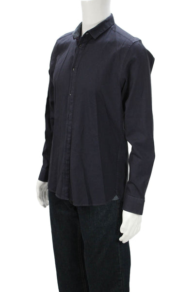Ted Baker London Mens Button Front Collared Long Sleeve Shirt Navy Size 4