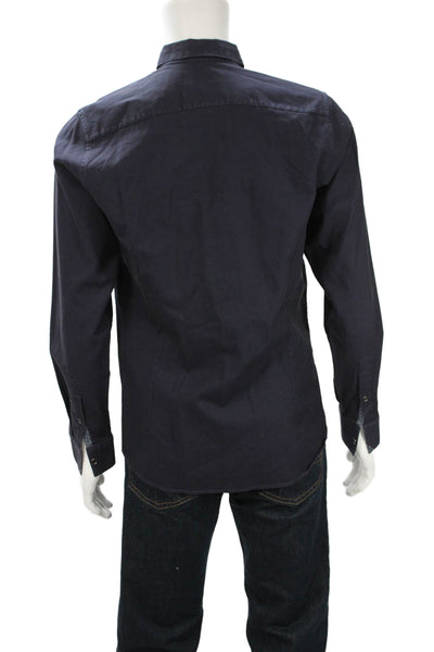 Ted Baker London Mens Button Front Collared Long Sleeve Shirt Navy Size 4