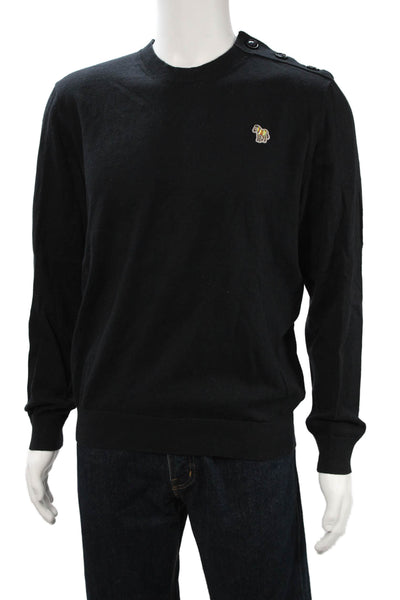 Paul Smith Mens Black Crew Neck Pullover 70% Cotton 30% Wool Size L