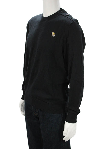 Paul Smith Mens Black Crew Neck Pullover 70% Cotton 30% Wool Size L