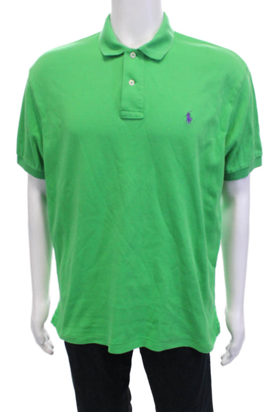 Polo Ralph Lauren Mens Short Sleeves Rugby Shirt Green Cotton Size Large
