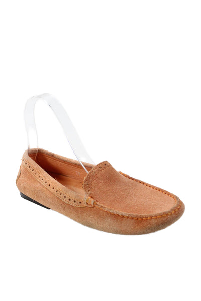 Tods Womens Slip On Round Toe Suede Loafers Pale Orange Size 36