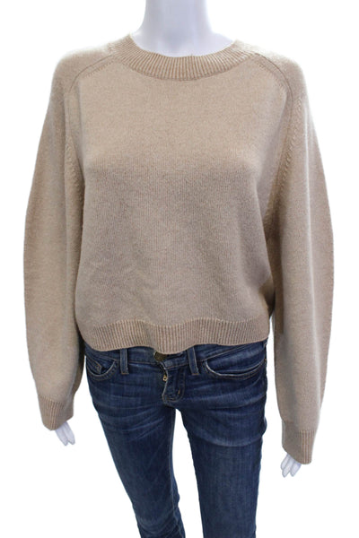 John Elliott Women Pullover Sweater Wool Cashmere Crew Neck Zip Beige Size 1