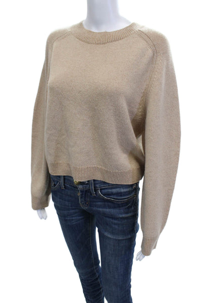 John Elliott Women Pullover Sweater Wool Cashmere Crew Neck Zip Beige Size 1