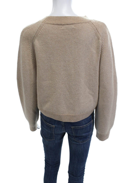 John Elliott Women Pullover Sweater Wool Cashmere Crew Neck Zip Beige Size 1