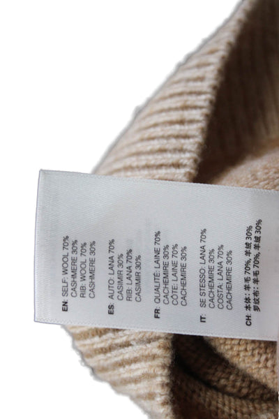 John Elliott Women Pullover Sweater Wool Cashmere Crew Neck Zip Beige Size 1