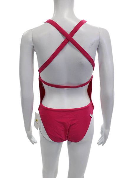 Body Glove Womens Pink One Piece Swimsuit Solid Nylon Spandex Size L