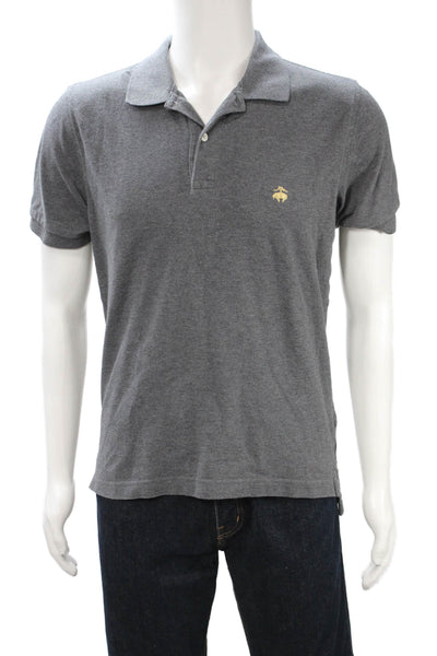 Brooks Brothers Mens Gray Cotton Collared Short Sleeve Polo Size M